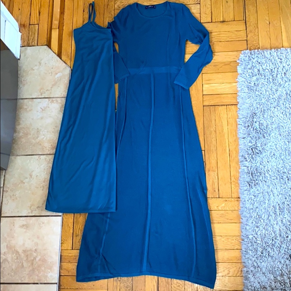 Zara Teal Knit Maxi Dress